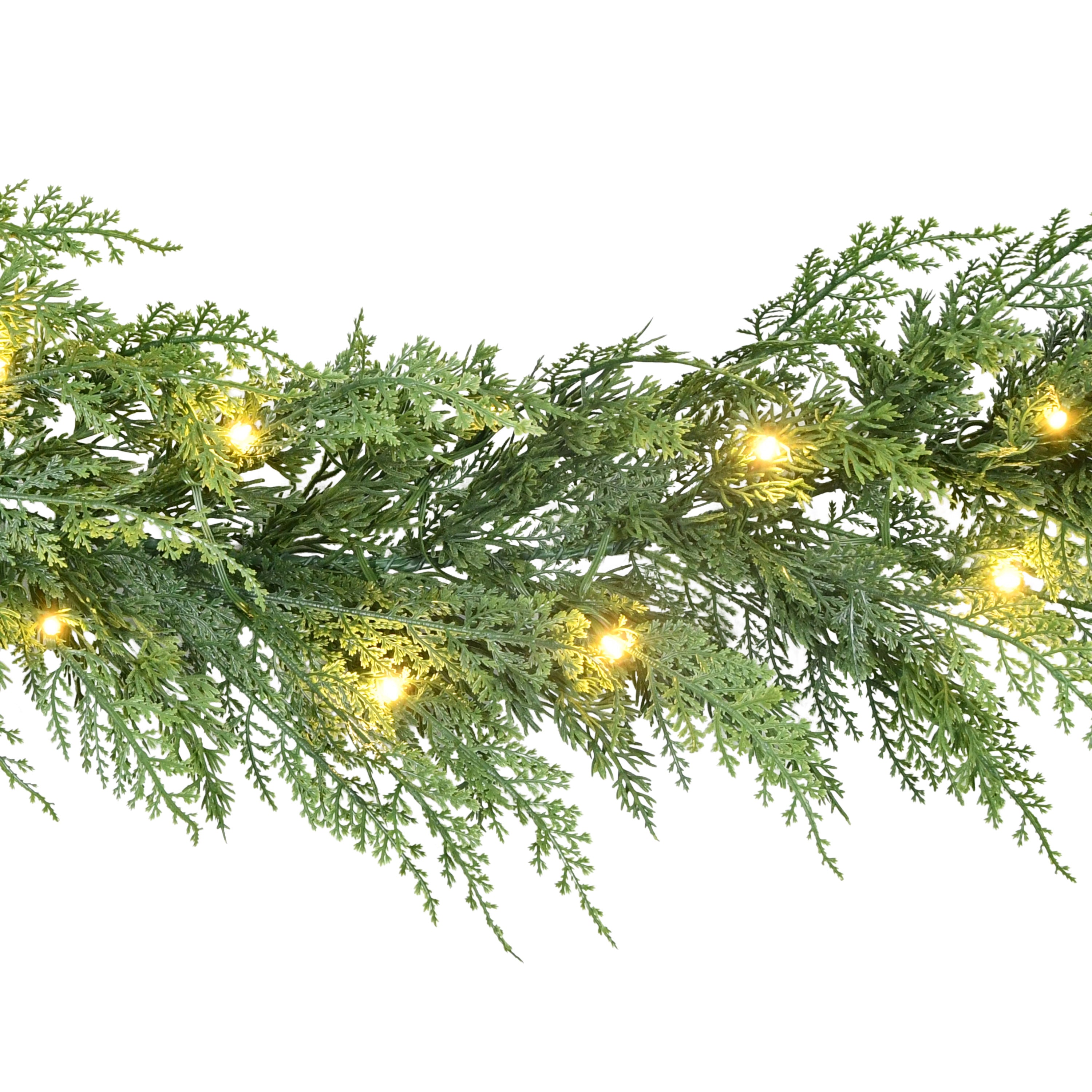 9' x 10" Pre-Lit Battery-Operated Cedar Garland